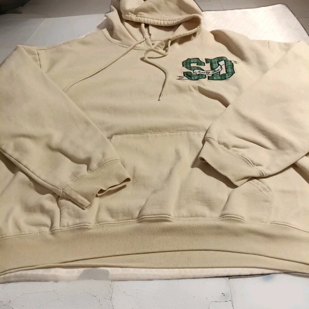 Scooby Doo Hoodie Adult Beige Green SD Logo Cartoon Network Pullover Hoodie L/XL